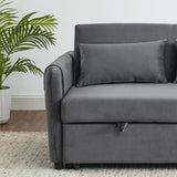 Convertible Velvet Sofa Bed with Pullout, Adjustable Backrest, Lumbar Pillows, and Side Pockets (54 Inch)
