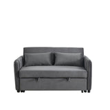 Convertible Velvet Sofa Bed with Pullout, Adjustable Backrest, Lumbar Pillows, and Side Pockets (54 Inch)