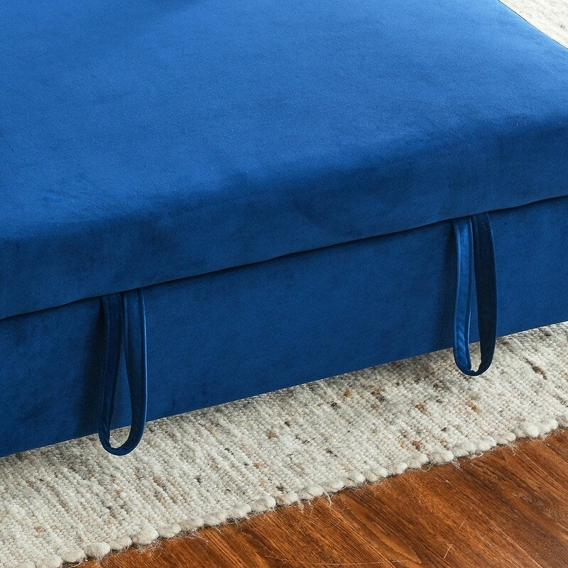 Convertible Velvet Sofa Bed with Pullout, Adjustable Backrest, Lumbar Pillows, and Side Pockets (54 Inch)
