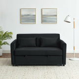 Convertible Velvet Sofa Bed with Pullout, Adjustable Backrest, Lumbar Pillows, and Side Pockets (54 Inch)