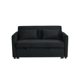 Convertible Velvet Sofa Bed with Pullout, Adjustable Backrest, Lumbar Pillows, and Side Pockets (54 Inch)