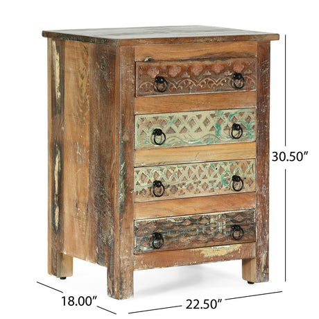 Conwell Boho Carved Wood 4-drawer Chest by Christopher Knight Home