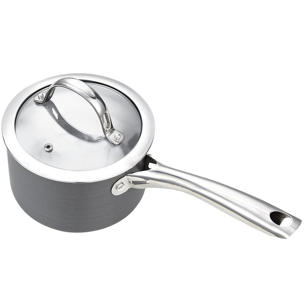 Cooks Standard 3-Quart Hard Anodized Nonstick Saucepan with Lid, Black