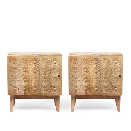 Cooney Boho Handcrafted Acacia Wood Nightstand (Set of 2) by Christopher Knight Home