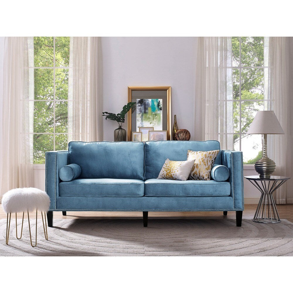 Cooper Blue Velvet Sofa