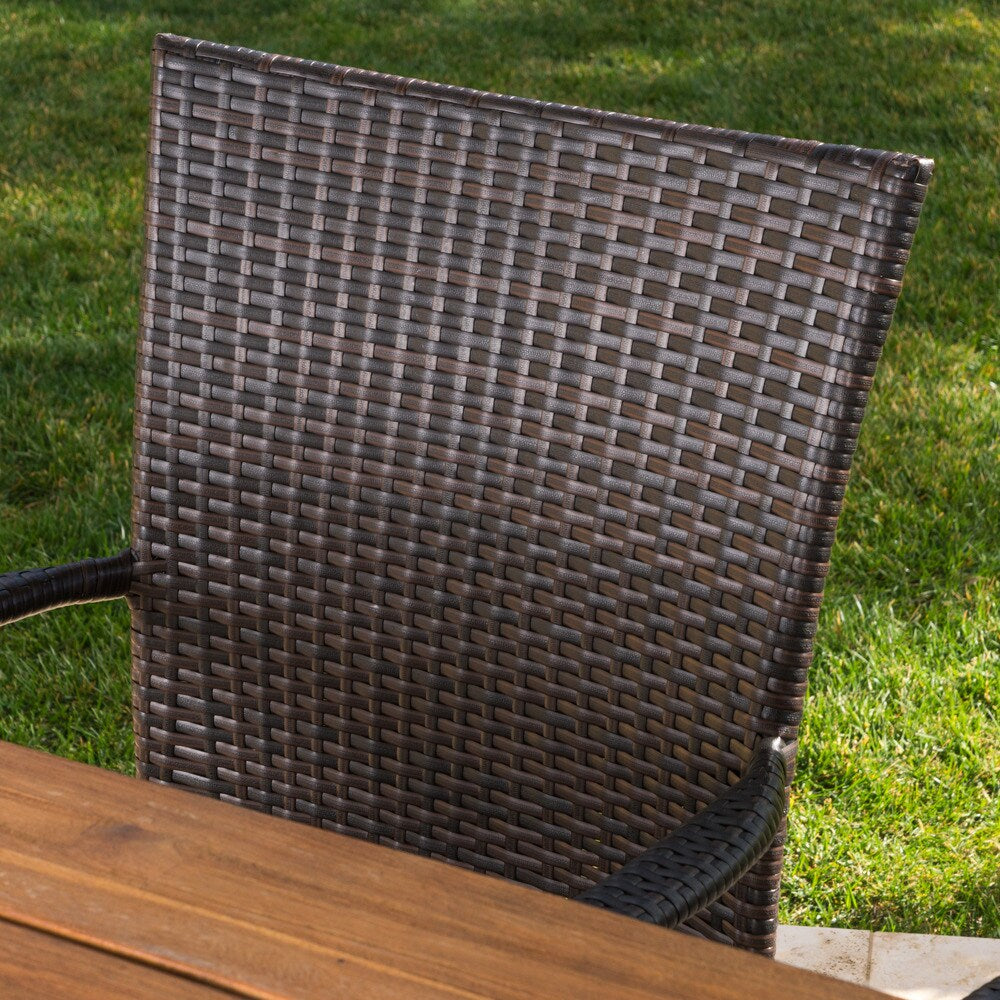 Cooper Outdoor 6-piece Rectangle Acacia Wood Wicker Dining Set by Christopher Knight Home