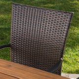 Cooper Outdoor 6-piece Rectangle Acacia Wood Wicker Dining Set by Christopher Knight Home