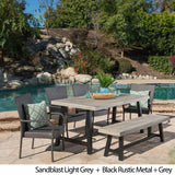 Cooper Outdoor 6-piece Rectangle Acacia Wood Wicker Dining Set by Christopher Knight Home