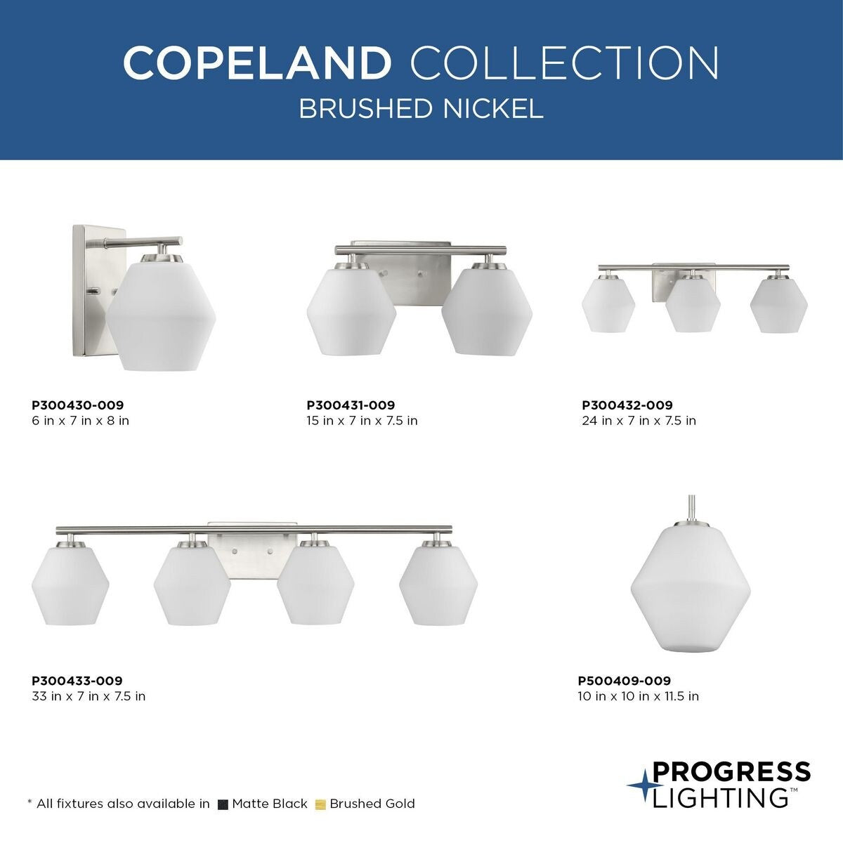 Copeland Collection One-Light Brushed Nickel Mid-Century Modern Vanity Light - 6 in x 7 in x 8 in