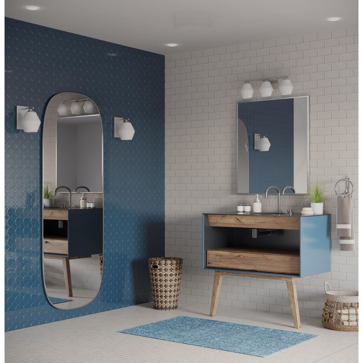 Copeland Collection One-Light Brushed Nickel Mid-Century Modern Vanity Light - 6 in x 7 in x 8 in