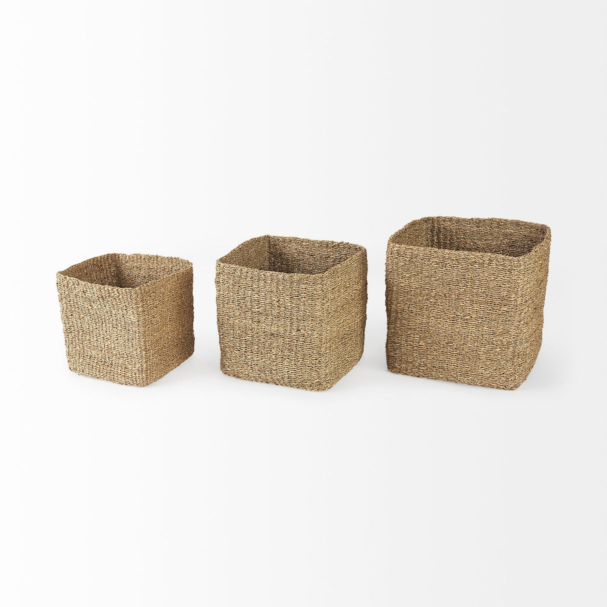 Copenhagen 15.7L x 15.7W x 15.7H (Set of 3) Medium Brown Square Twisted Seagrass Square Basket