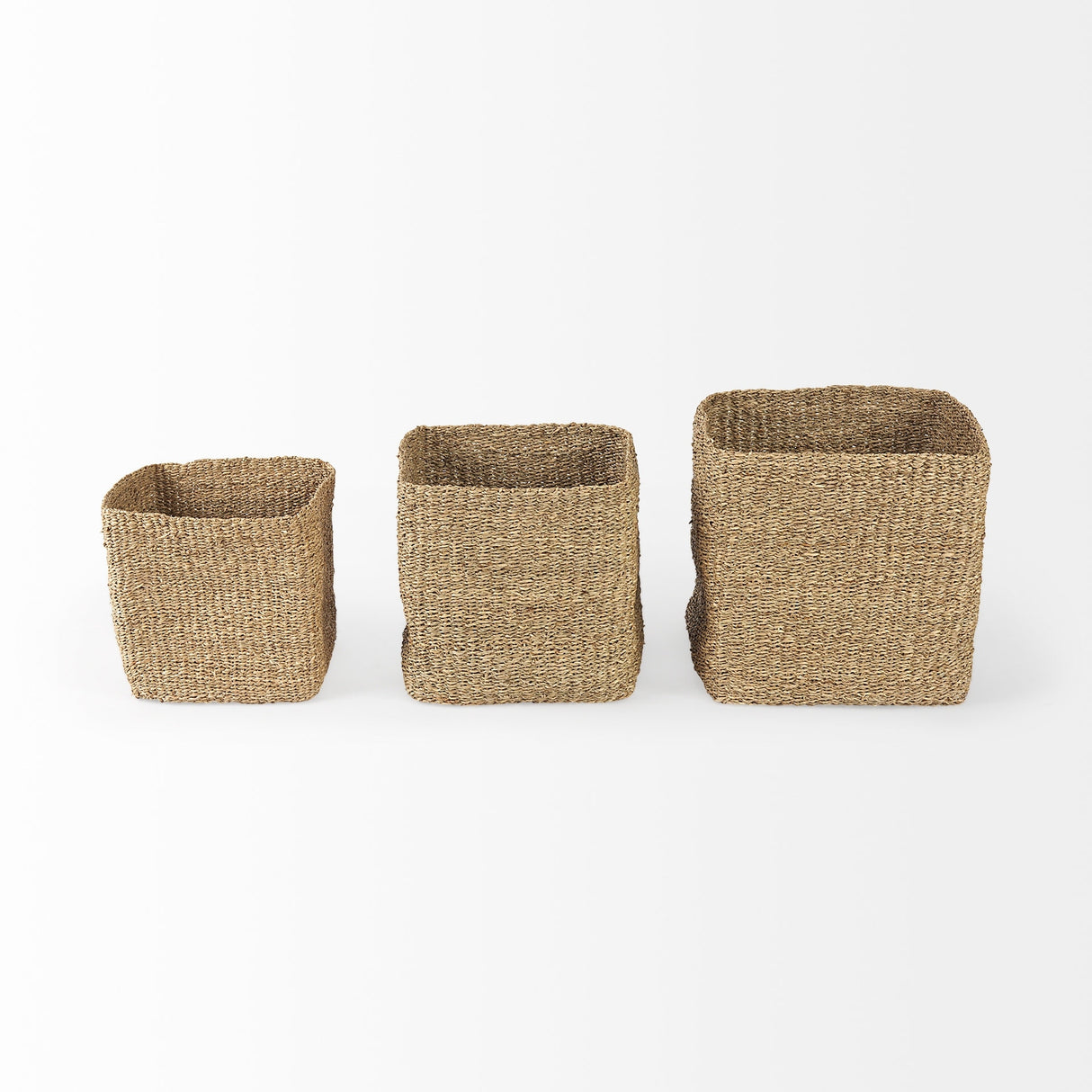 Copenhagen 15.7L x 15.7W x 15.7H (Set of 3) Medium Brown Square Twisted Seagrass Square Basket