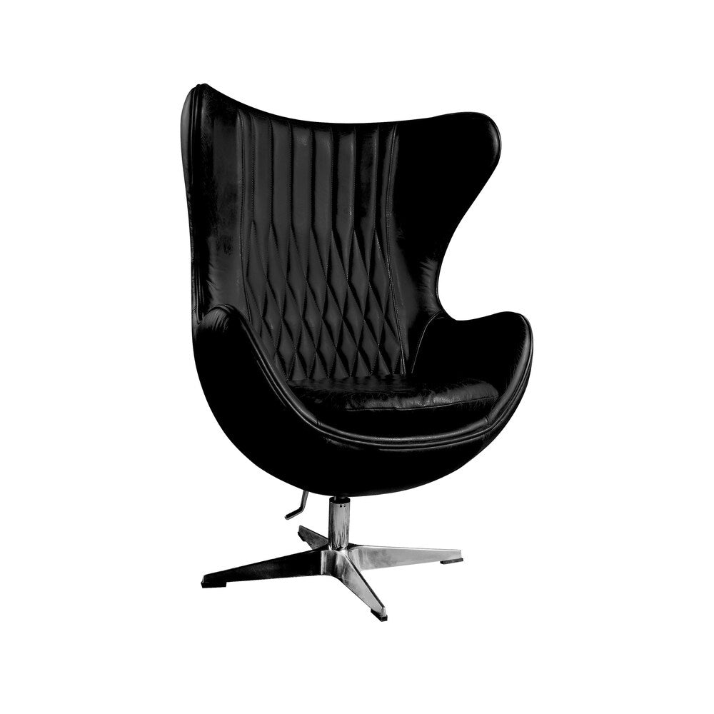 Copenhagen Leather Upholstered Diamond Back Living Room Chair
