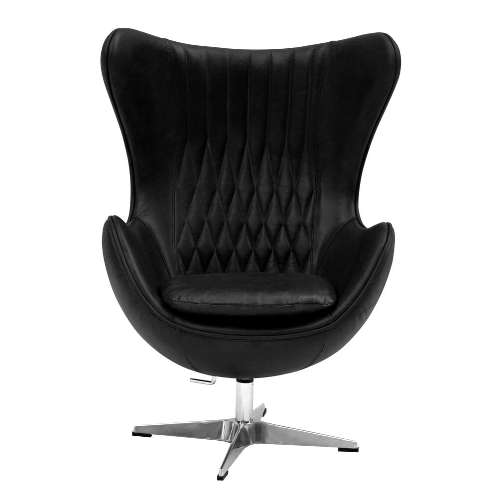 Copenhagen Leather Upholstered Diamond Back Living Room Chair
