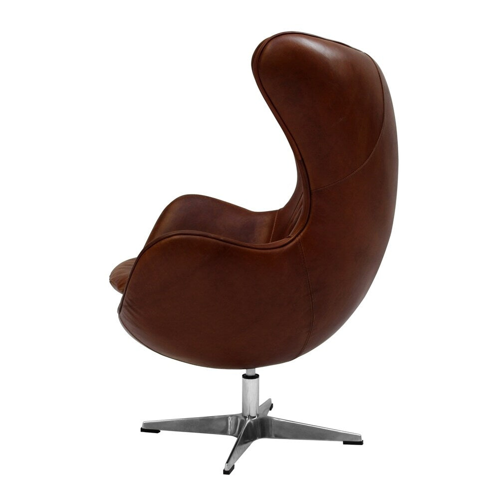 Copenhagen Leather Upholstered Diamond Back Living Room Chair
