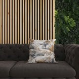 Copper And Grey Leaf Magic Stories Faux Suede Throw Pillow Zipper