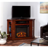 SEI Furniture Argenteum Mahogany Media TV Stand Electric Fireplace for TV's up to 46"