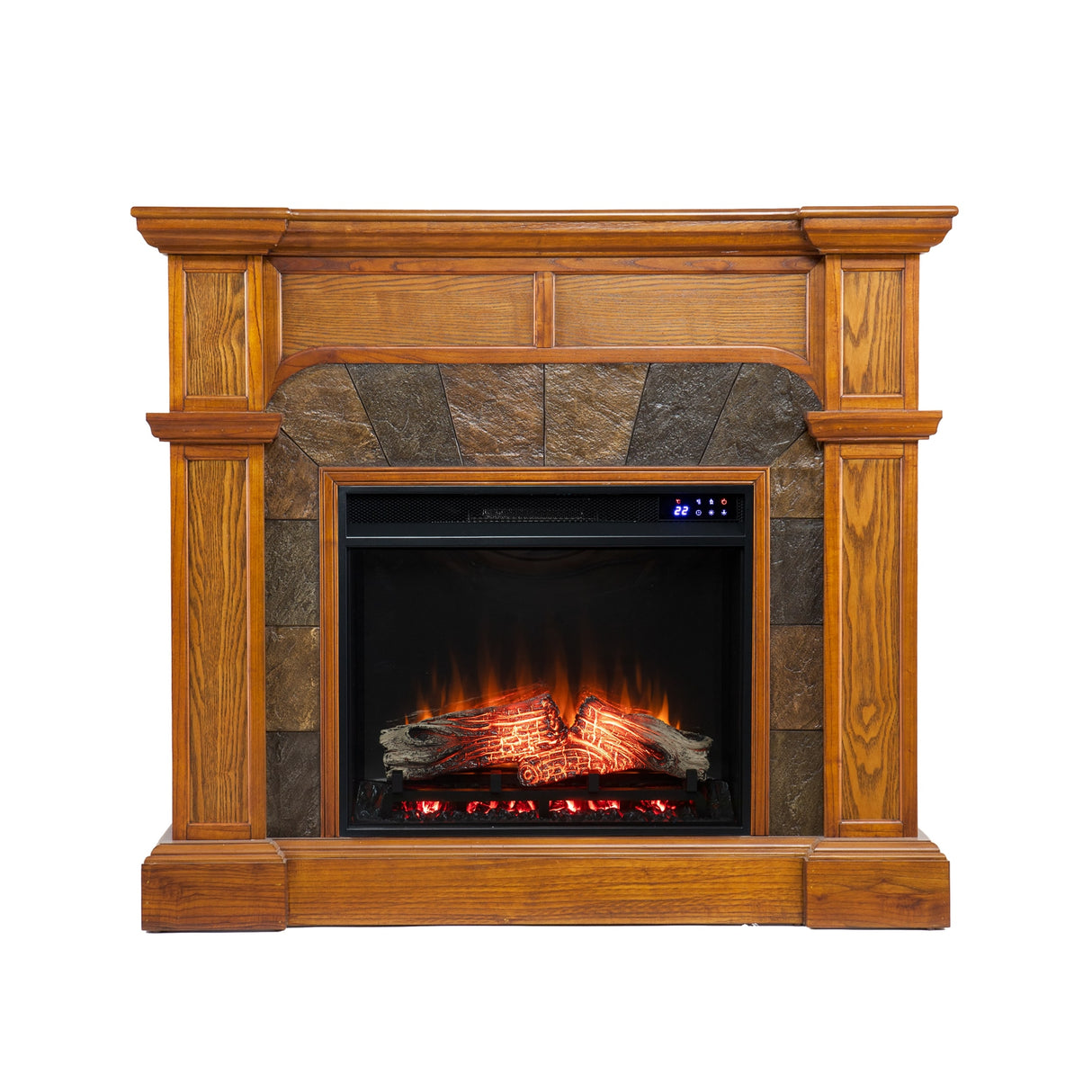 SEI Furniture August Oak Corner Electric Fireplace