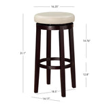 Linon Bennery Rice Faux Leather Backless Swivel Bar Stool