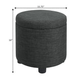 Convenience Concepts Designs4Comfort Round Accent Storage Ottoman with Reversible Tray Lid