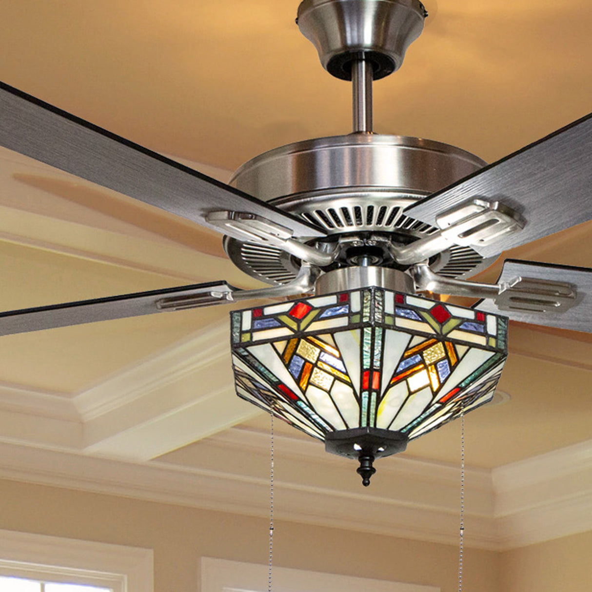 Copper Grove Cumana 52-inch Mission Stained Glass Hexagonal LED Ceiling Fan - 52"L x 52"W x 20"H - 52"L x 52"W x 20"H