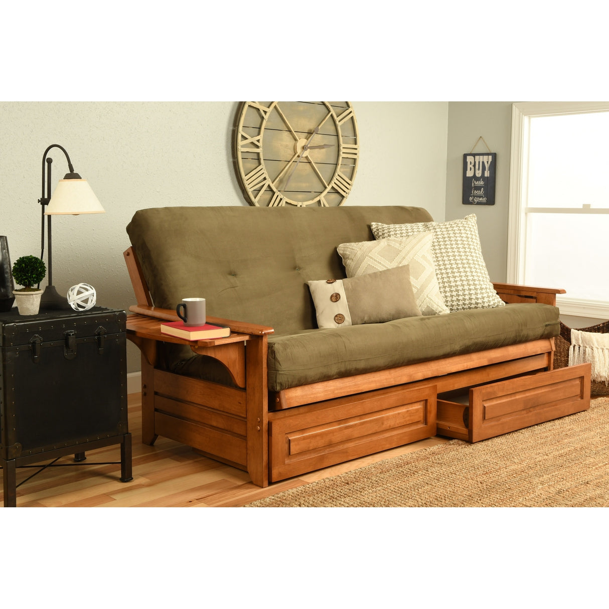 Copper Grove Dixie Oak Full-size 2-drawer Futon Set with Mattress