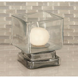 Clear Glass Natural Hurricane Lamp Set of 2 6 x 5 x 5