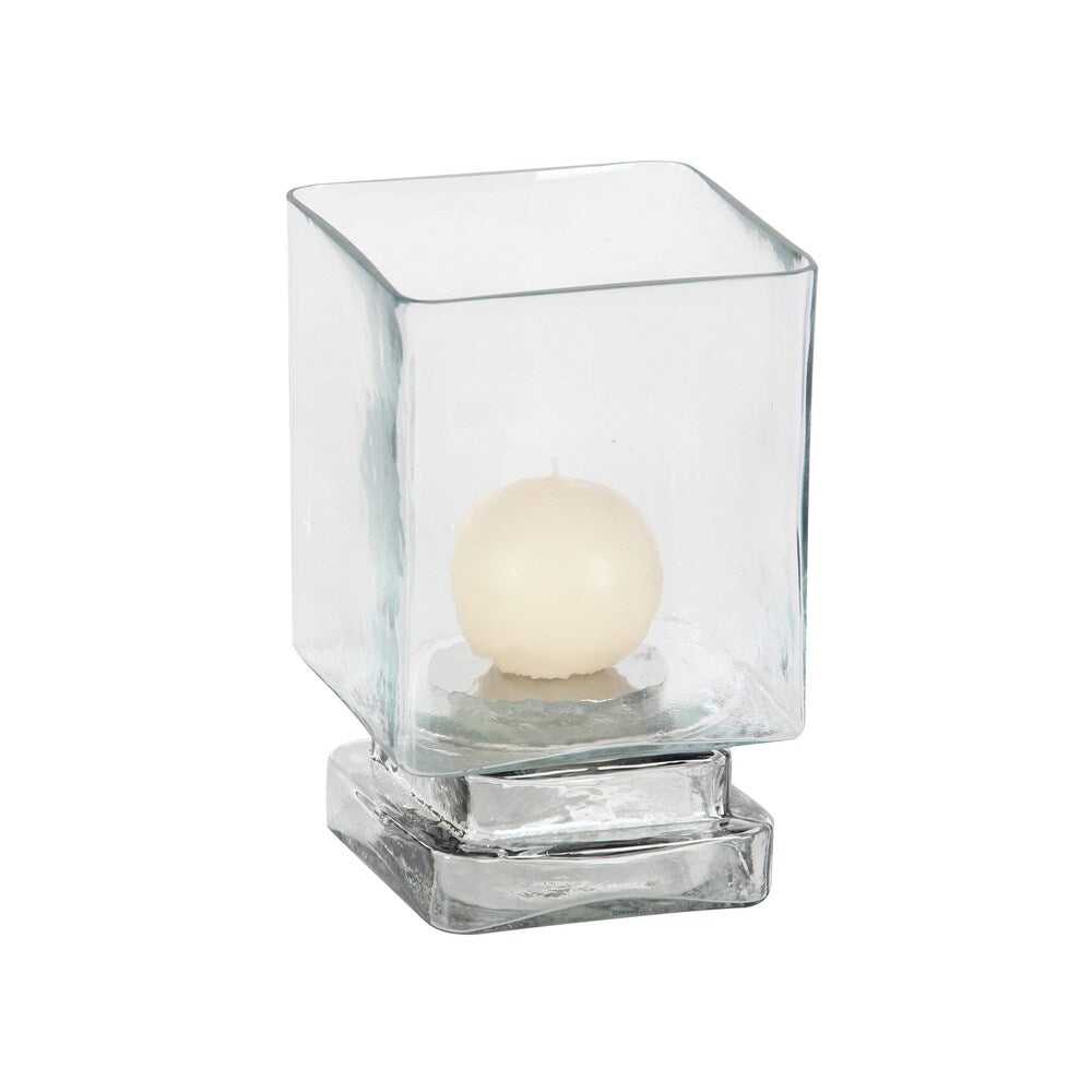 Clear Glass Natural Hurricane Lamp Set of 2 6 x 5 x 5