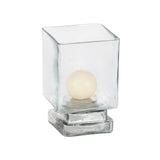 Clear Glass Natural Hurricane Lamp Set of 2 6 x 5 x 5