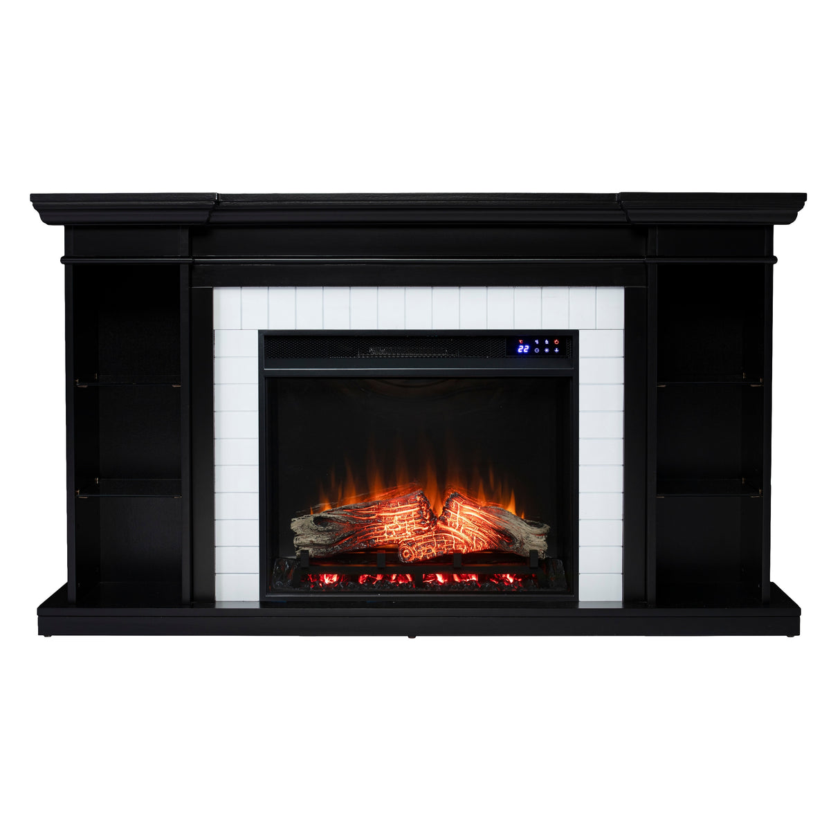 SEI Furniture Hazeltine Transitional White Wood Electric Fireplace