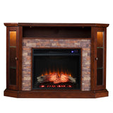 SEI Furniture Hermon Faux Stone Electric Fireplace Corner Media TV Stand for TV's up to 50"