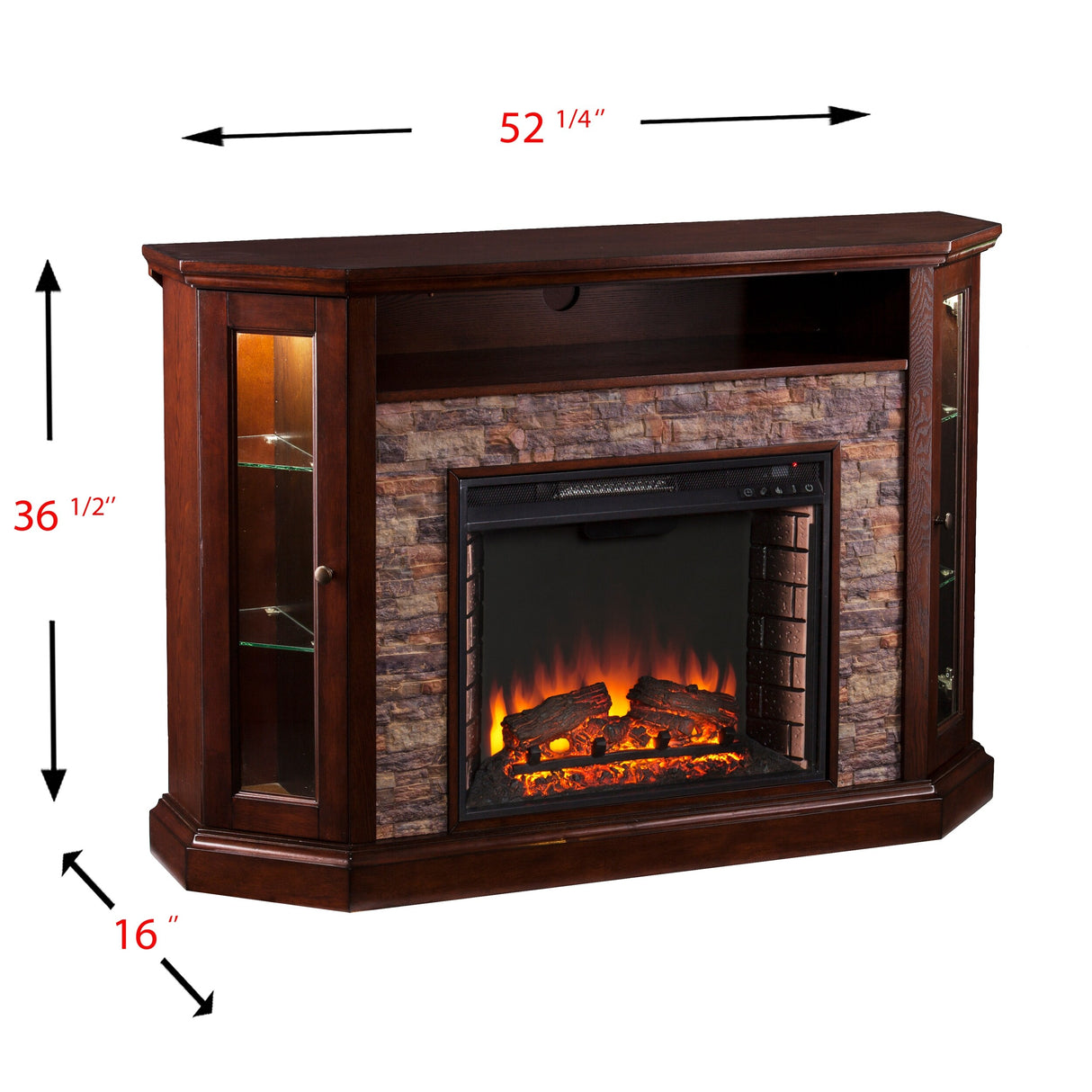 SEI Furniture Hermon Faux Stone Electric Fireplace Corner Media TV Stand for TV's up to 50"