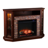 SEI Furniture Hermon Faux Stone Electric Fireplace Corner Media TV Stand for TV's up to 50"