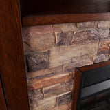 SEI Furniture Hermon Faux Stone Electric Fireplace Corner Media TV Stand for TV's up to 50"