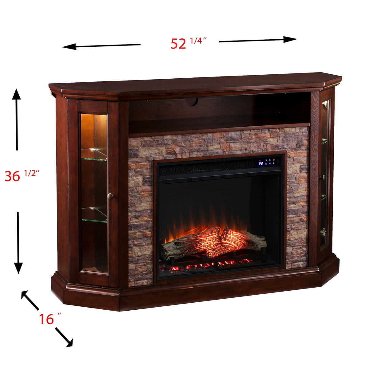 SEI Furniture Hermon Faux Stone Electric Fireplace Corner Media TV Stand for TV's up to 50"