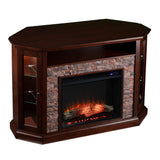 SEI Furniture Hermon Faux Stone Electric Fireplace Corner Media TV Stand for TV's up to 50"