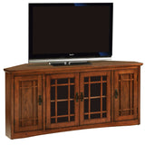 Leick Home Solid Wood Mission Oak Four Door Corner TV Stand