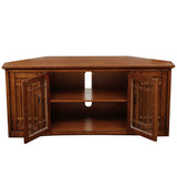 Leick Home Solid Wood Mission Oak Four Door Corner TV Stand