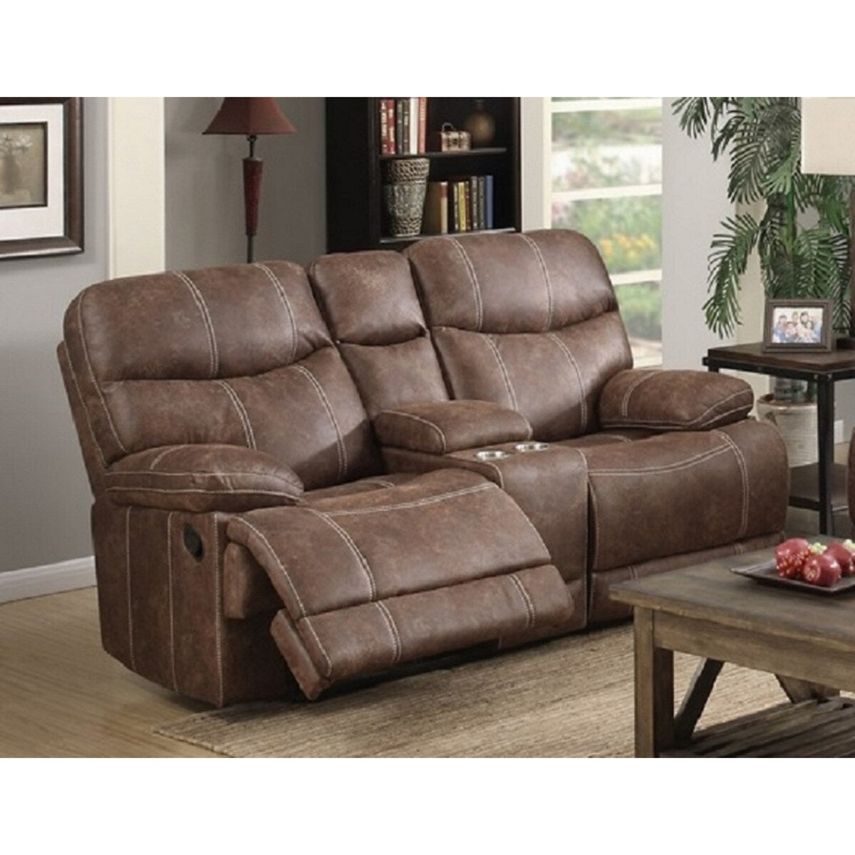 Copper Grove Kulia Reclining Brown Faux Leather Loveseat