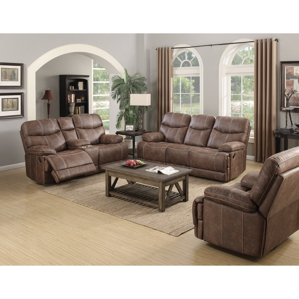 Copper Grove Kulia Reclining Brown Faux Leather Loveseat