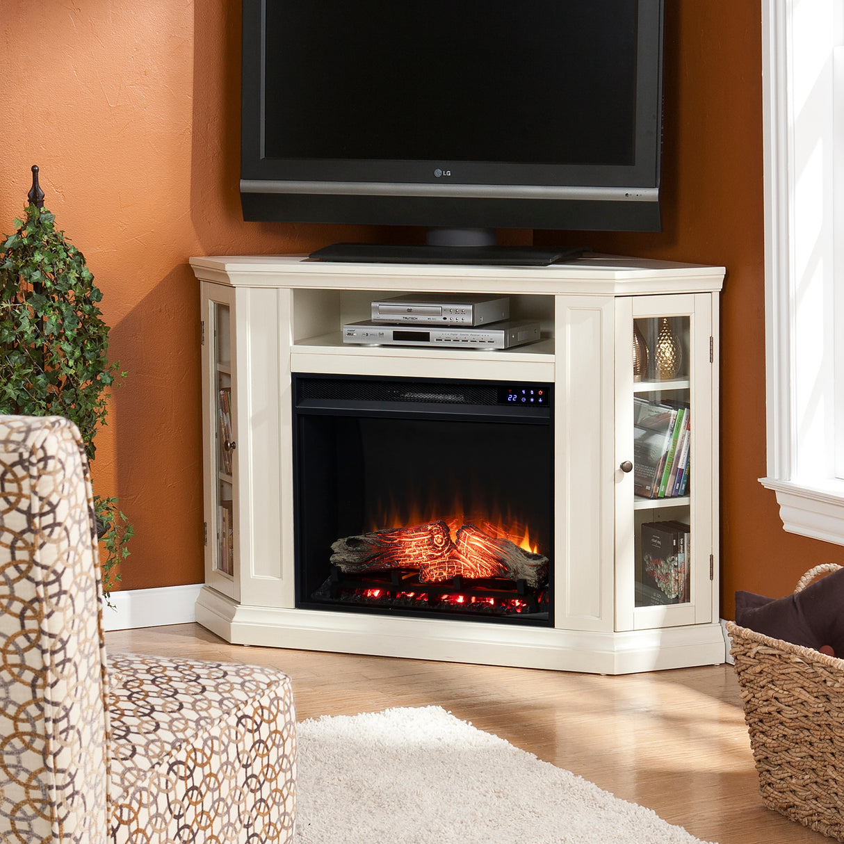 SEI Furniture Lougheed Ivory Media Console Fireplace