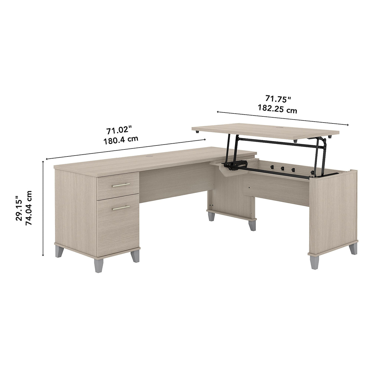Somerset 72W 3 Position Sit to Stand L Shaped Desk by Bush Furniture