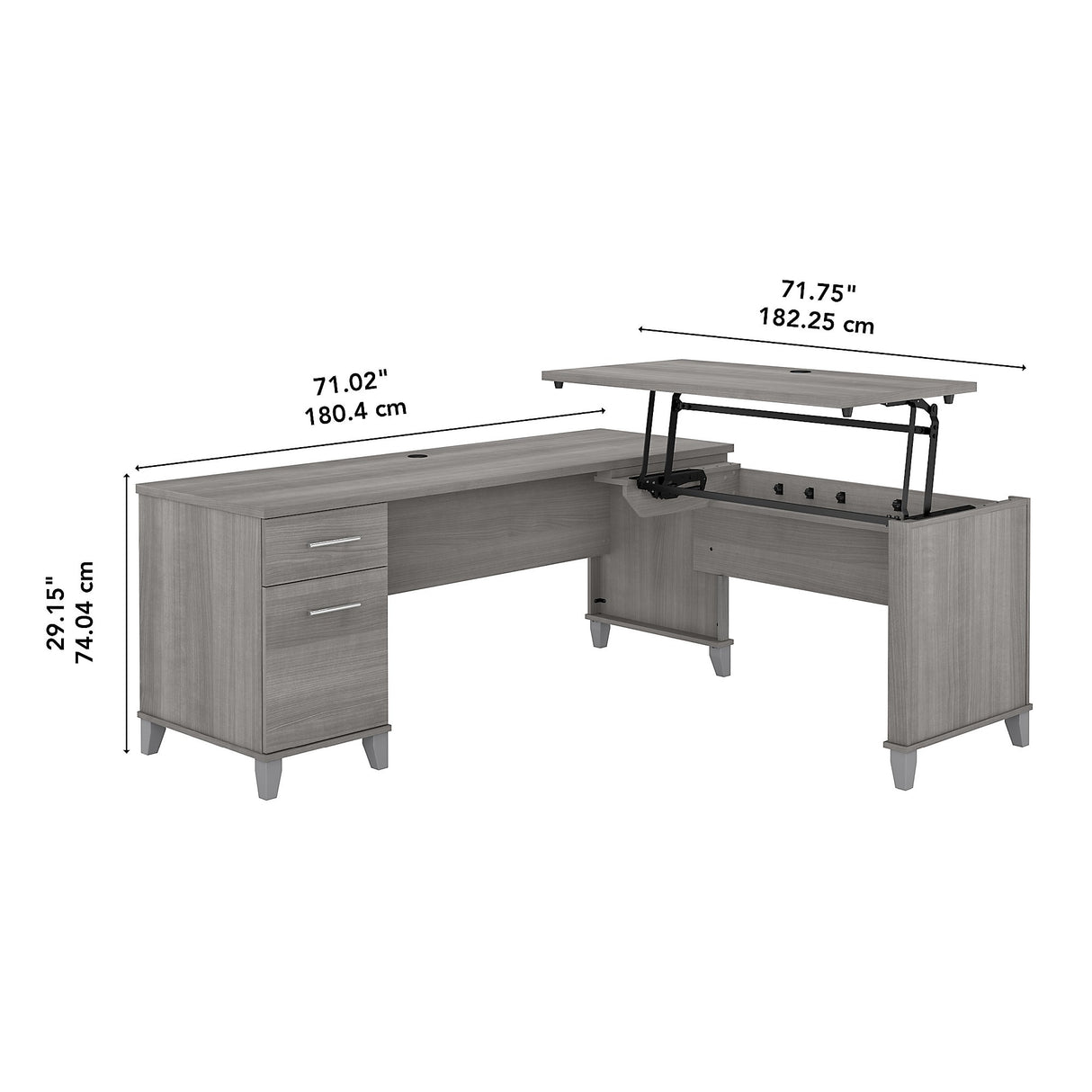 Somerset 72W 3 Position Sit to Stand L Shaped Desk by Bush Furniture