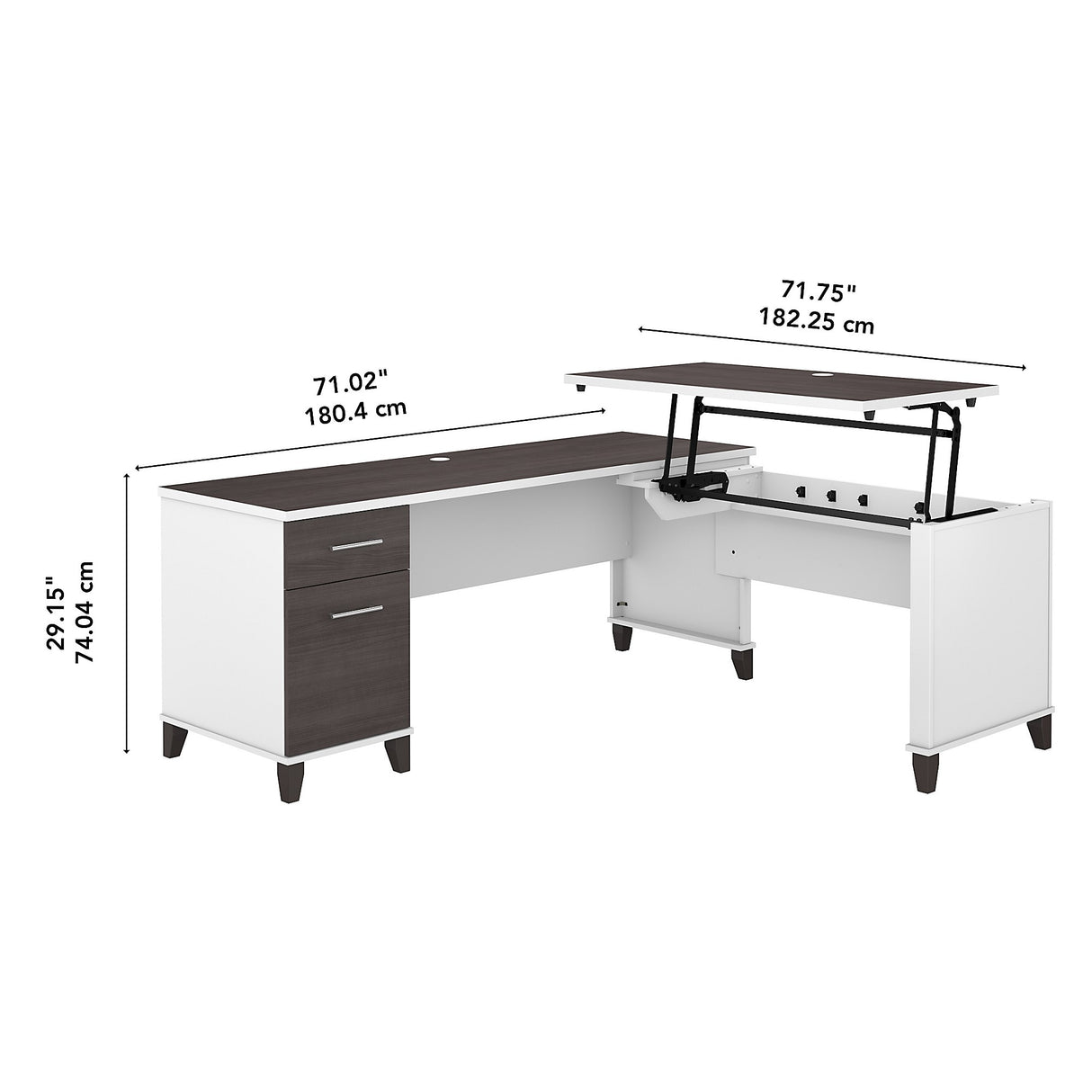 Somerset 72W 3 Position Sit to Stand L Shaped Desk by Bush Furniture