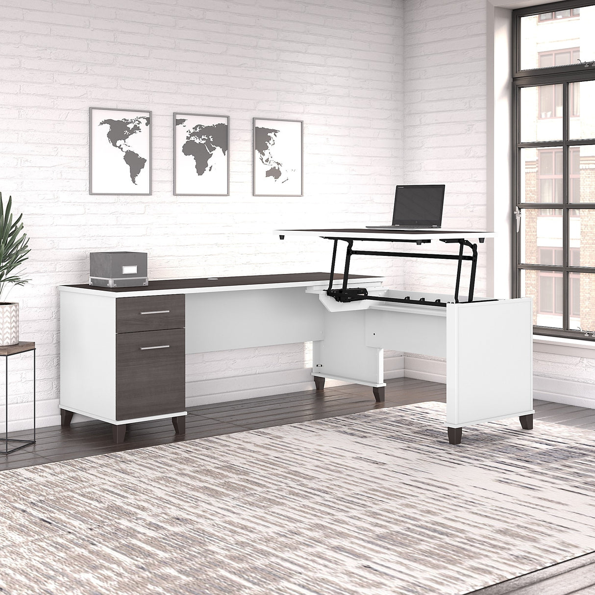 Somerset 72W 3 Position Sit to Stand L Shaped Desk by Bush Furniture