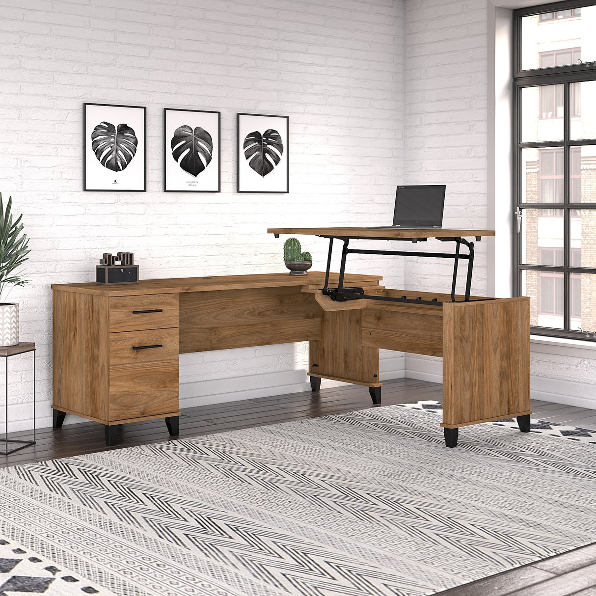 Somerset 72W 3 Position Sit to Stand L Shaped Desk by Bush Furniture