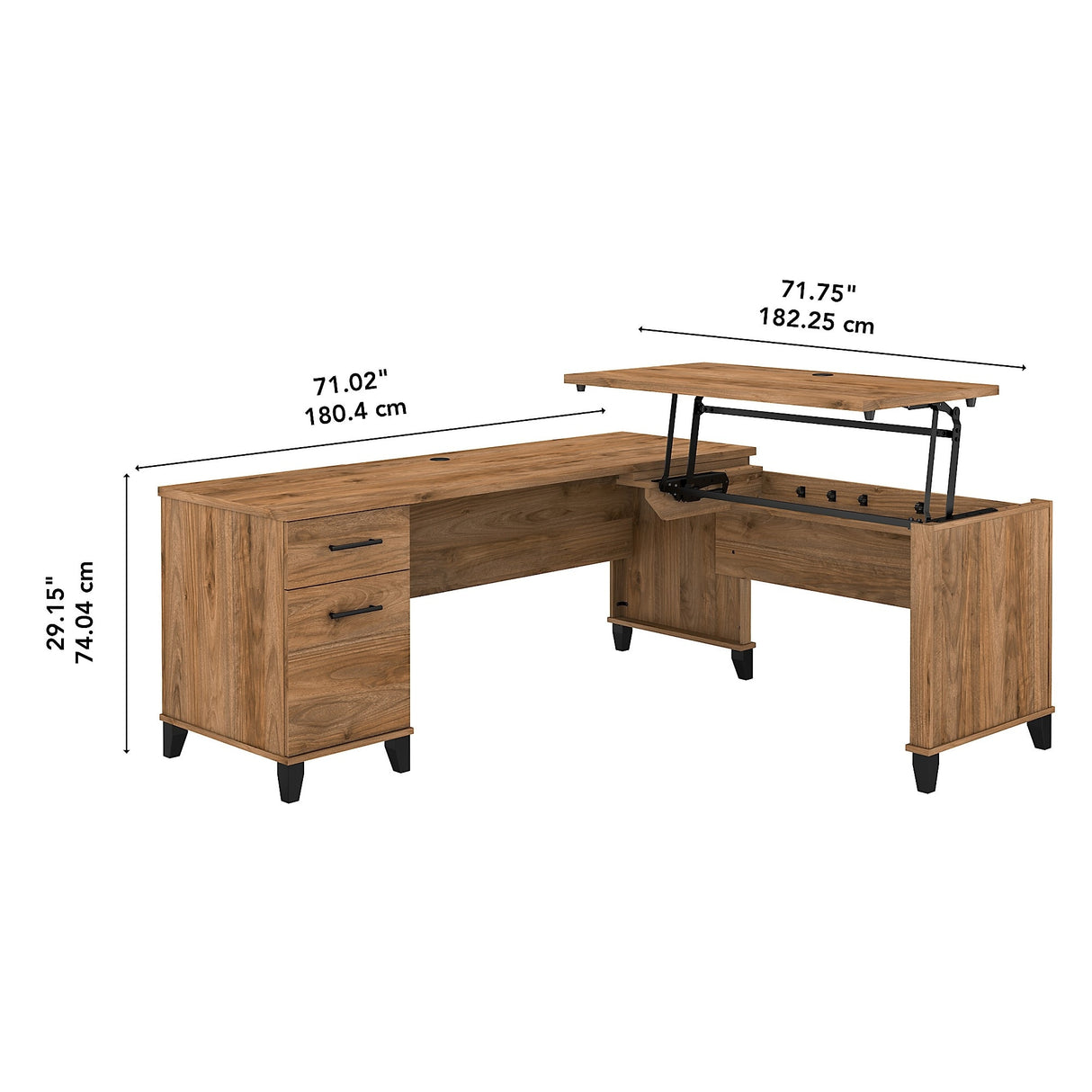 Somerset 72W 3 Position Sit to Stand L Shaped Desk by Bush Furniture