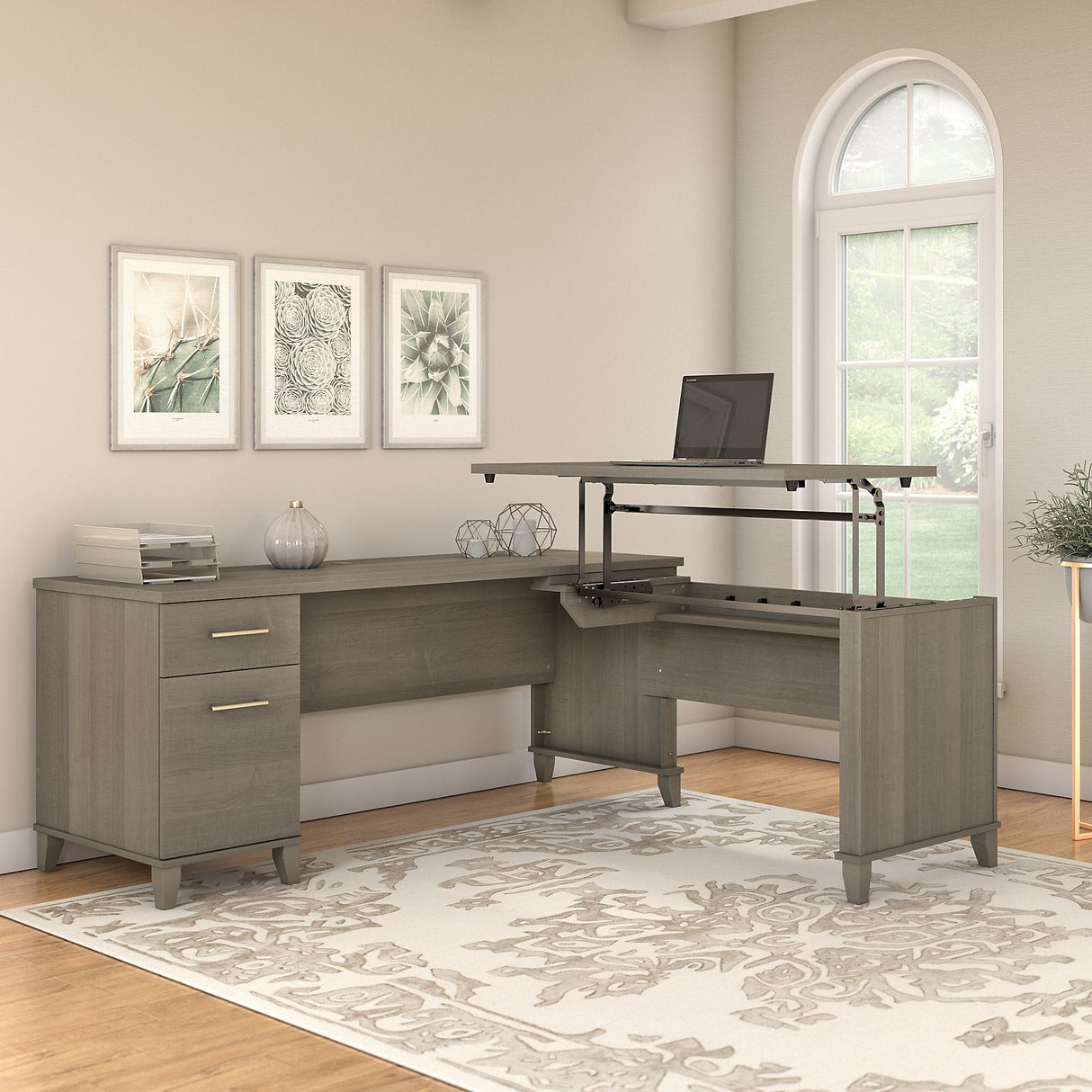 Somerset 72W 3 Position Sit to Stand L Shaped Desk by Bush Furniture