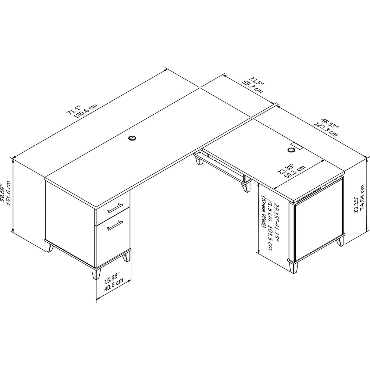 Somerset 72W 3 Position Sit to Stand L Shaped Desk by Bush Furniture