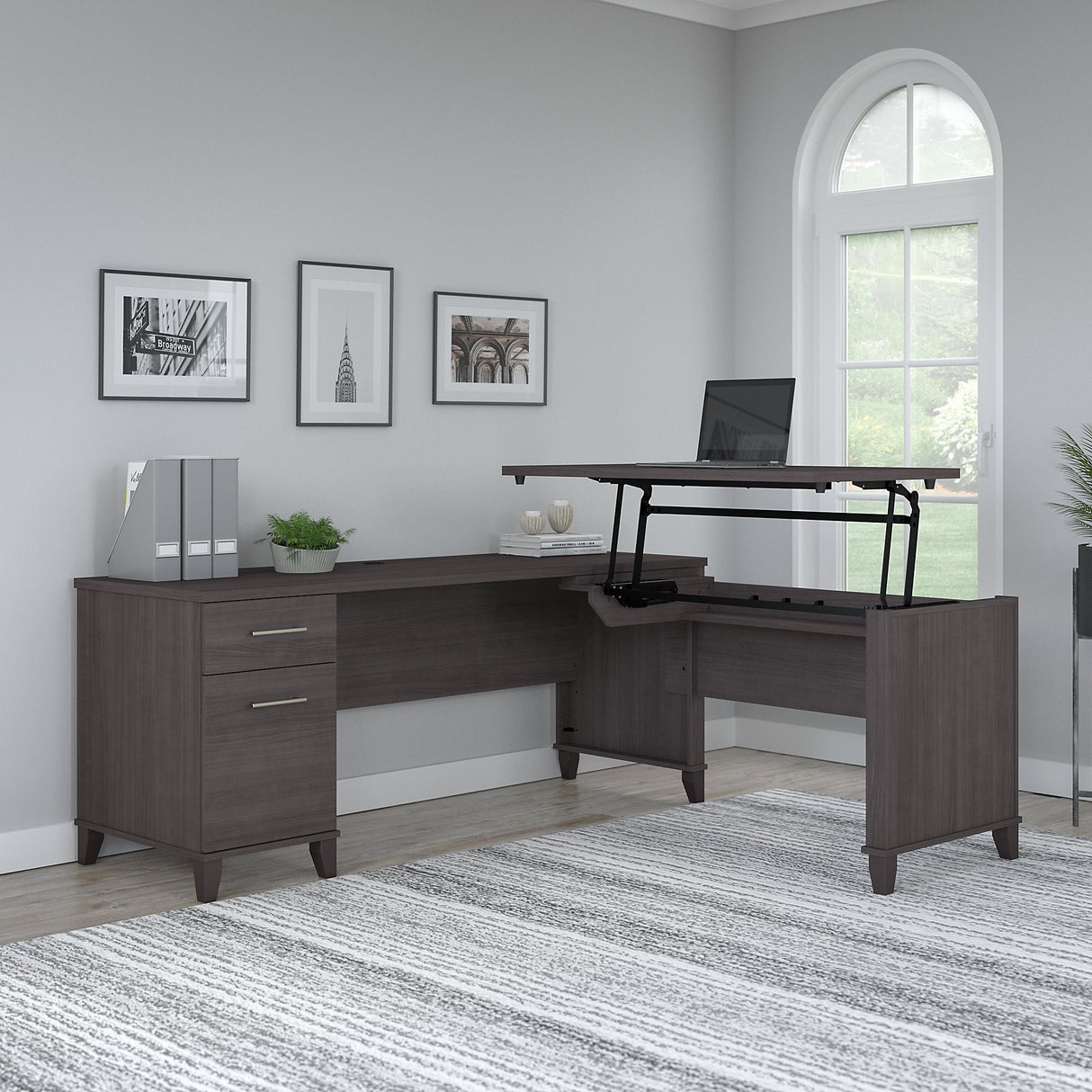 Somerset 72W 3 Position Sit to Stand L Shaped Desk by Bush Furniture